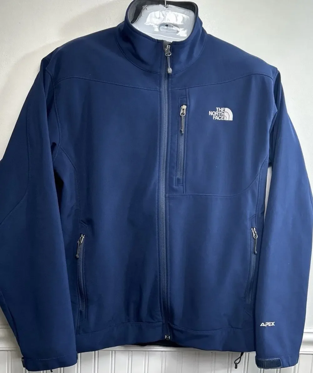 North Face Apex Jacket Men XL Blue Softshell Water Resistant Rain Wind Full Zip